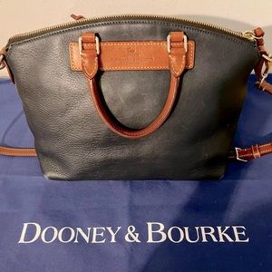 Dooney & Bourke Navy Blue Florentine Vacchetta Italian Leather Medium Satchel